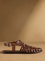 Russell & Bromley Brown Whitle Lattice Fisherman Sandals - Image 2 of 7