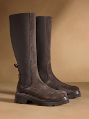 Russell & Bromley Brown Mystic Tall Chunky Chelsea Knee High Boots - Image 1 of 7