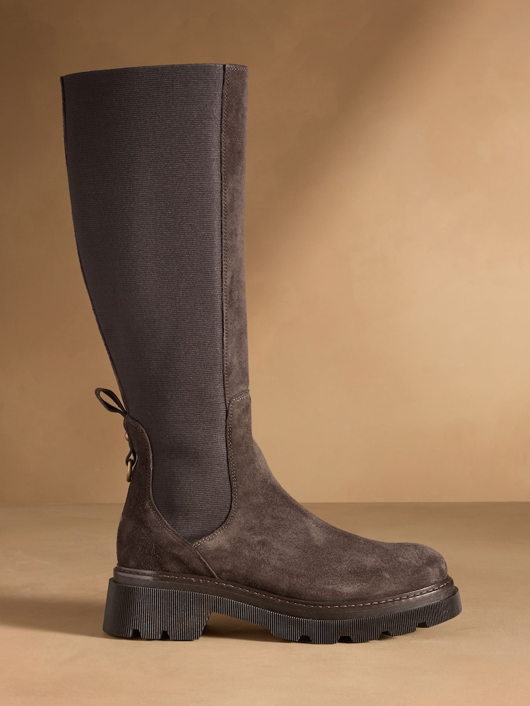 Russell & Bromley Brown Mystic Tall Chunky Chelsea Knee High Boots - Image 2 of 7
