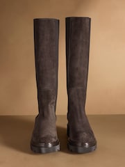 Russell & Bromley Brown Mystic Tall Chunky Chelsea Knee High Boots - Image 3 of 7