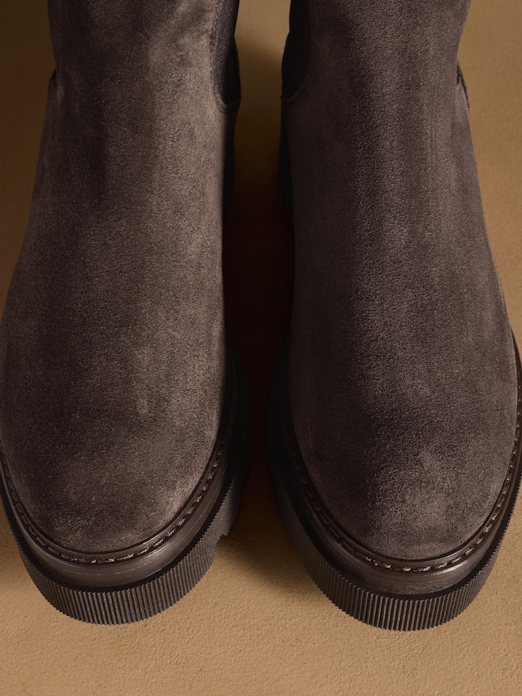 Russell & Bromley Brown Mystic Tall Chunky Chelsea Knee High Boots - Image 7 of 7