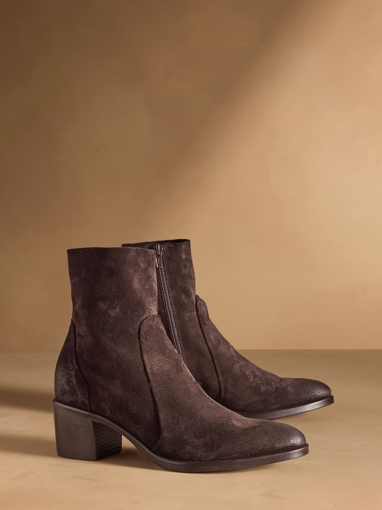 Russell & Bromley Brown Kicking Slim Ankle Boots - Image 1 of 7