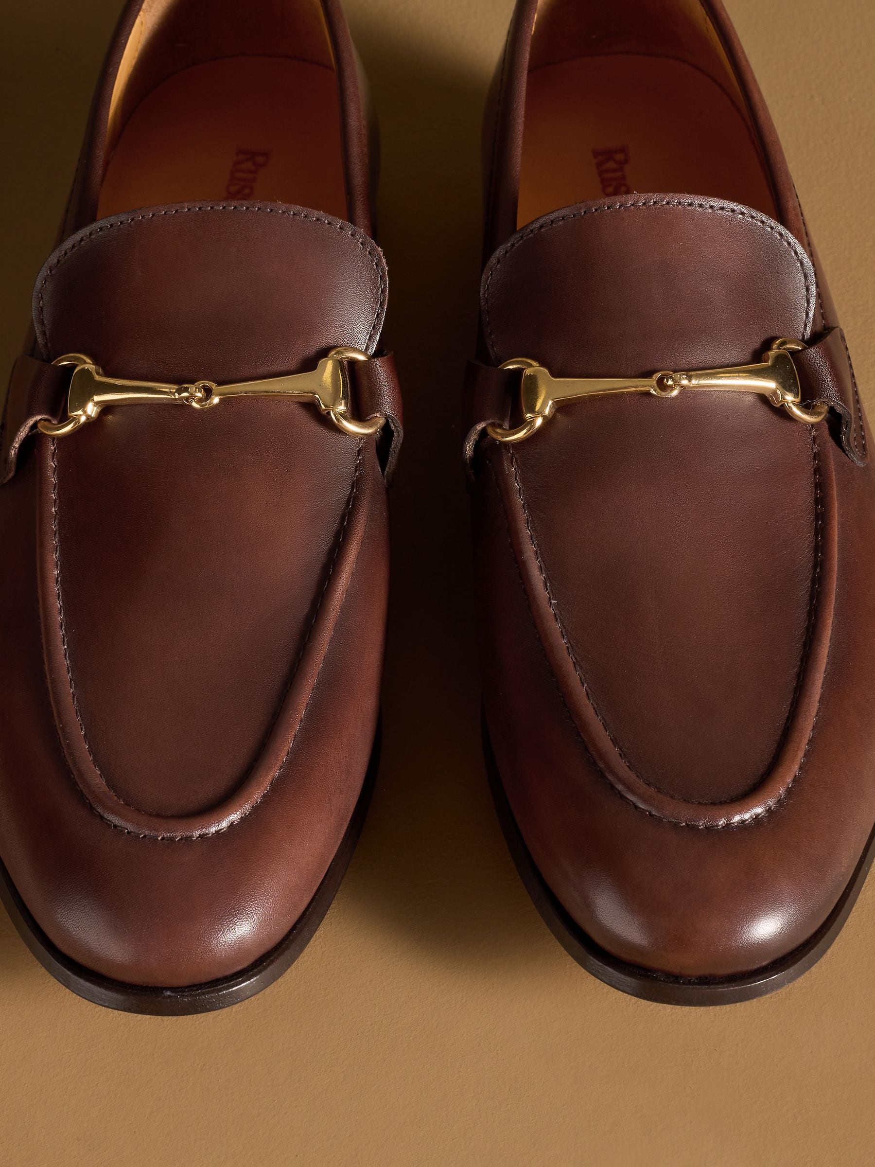 Buy Russell & Bromley Brown Farley Smooth Snaffle Loafers from