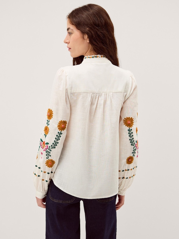 Monsoon White Emmy Embroidered Long Sleeve Top - Image 2 of 4