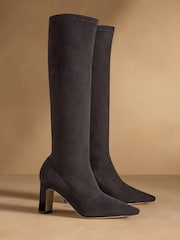 Russell & Bromley Black Hale Tall Stretch Knee High Sock Boots - Image 1 of 6