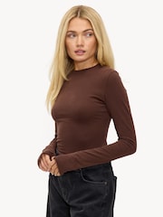 LOAVIES Brown Bodycon Fit Long Sleeve Top - Image 3 of 5