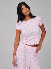 Loungeable Ditsy Floral Top And Trousers Pyjama Set - Imagen 1 de 5