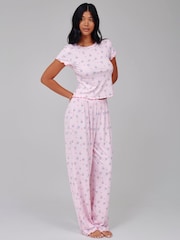 Loungeable Ditsy Floral Top And Trousers Pyjama Set - Imagen 4 de 5