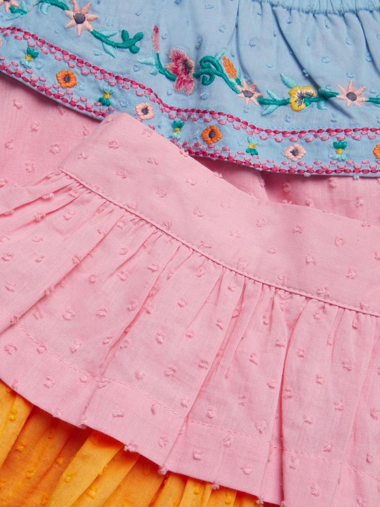 Monsoon Pink Floral Embroidered Colourblock Top & Skirt Set - Image 3 of 3