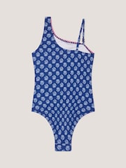 Monsoon Blue One Shoulder Block Print Swimsuit - Image 2 of 3