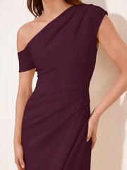 Lipsy Burgundy Red Petite Off The Shoulder Gathered Waist Maxi Dress - Image 2 of 4