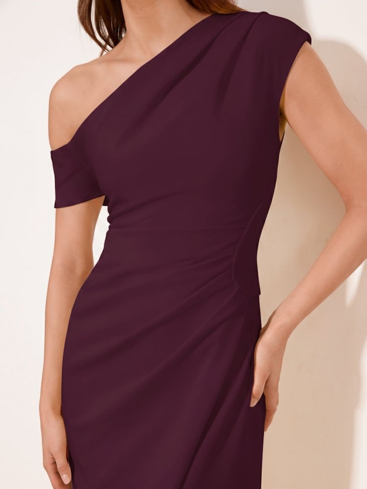 Lipsy Burgundy Red Petite Off The Shoulder Gathered Waist Maxi Dress - Image 2 of 4