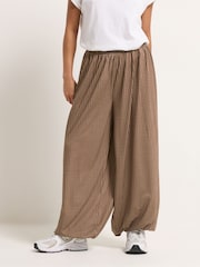 PixieGirl Petite Brown Micro Gingham Balloon Trousers - Image 2 of 5