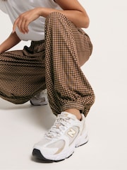 PixieGirl Petite Brown Micro Gingham Balloon Trousers - Image 4 of 5