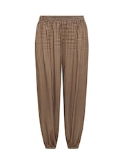 PixieGirl Petite Brown Micro Gingham Balloon Trousers - Image 5 of 5
