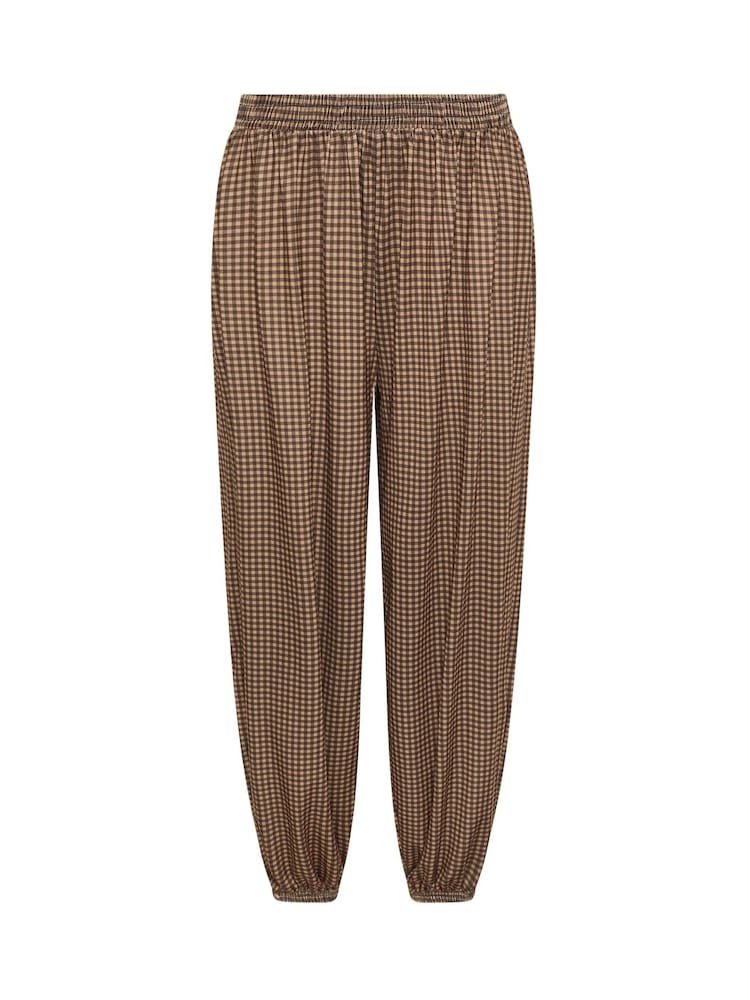 PixieGirl Petite Brown Micro Gingham Balloon Trousers - Image 5 of 5