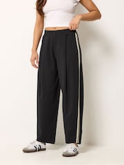 PixieGirl Petite Black Satin Side Stripe Barrel Trousers - Image 2 of 5