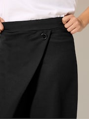 PixieGirl Petite Black Chrome Jersey Wrap Button Trousers - Image 3 of 4