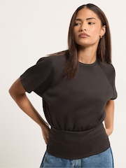 PixieGirl Petite Brown Scuba Raglan Top - Image 1 of 5