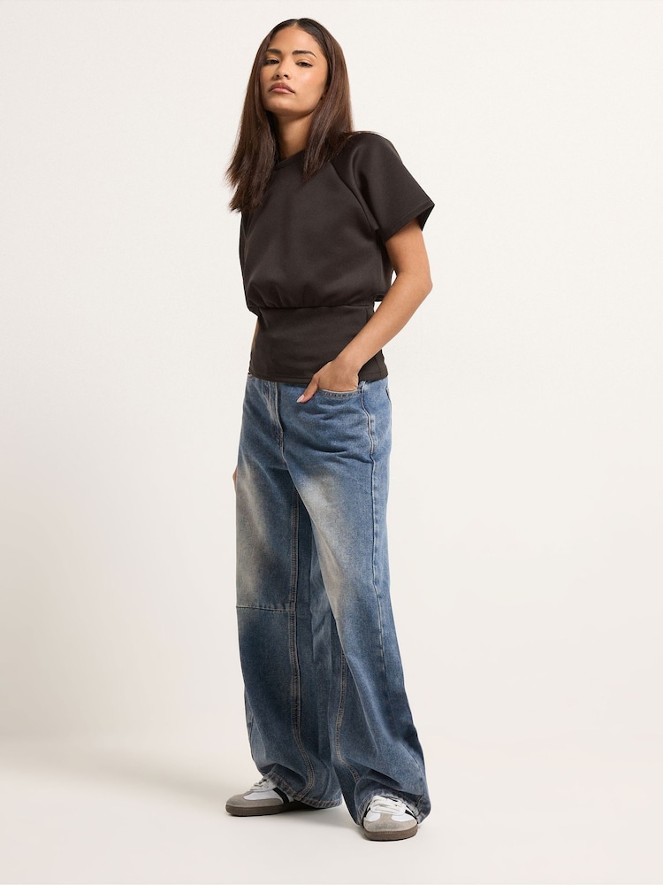 PixieGirl Petite Brown Scuba Raglan Top - Image 2 of 5