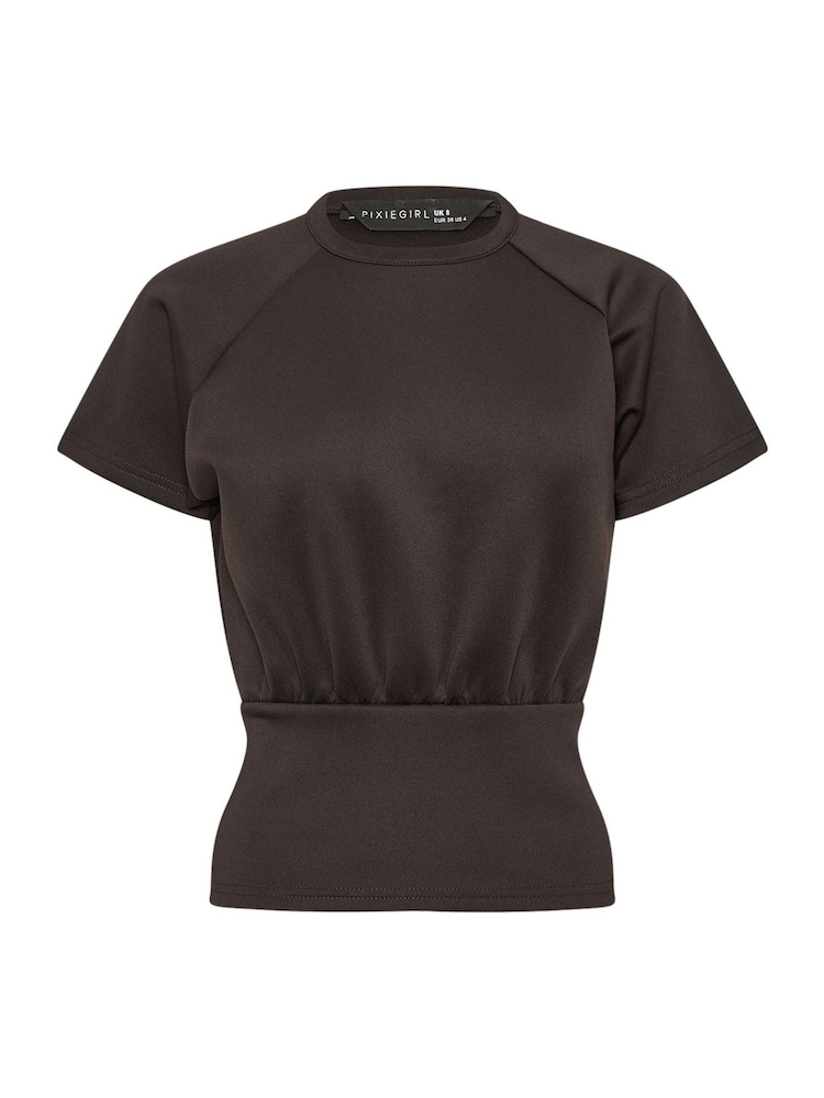 PixieGirl Petite Brown Scuba Raglan Top - Image 5 of 5