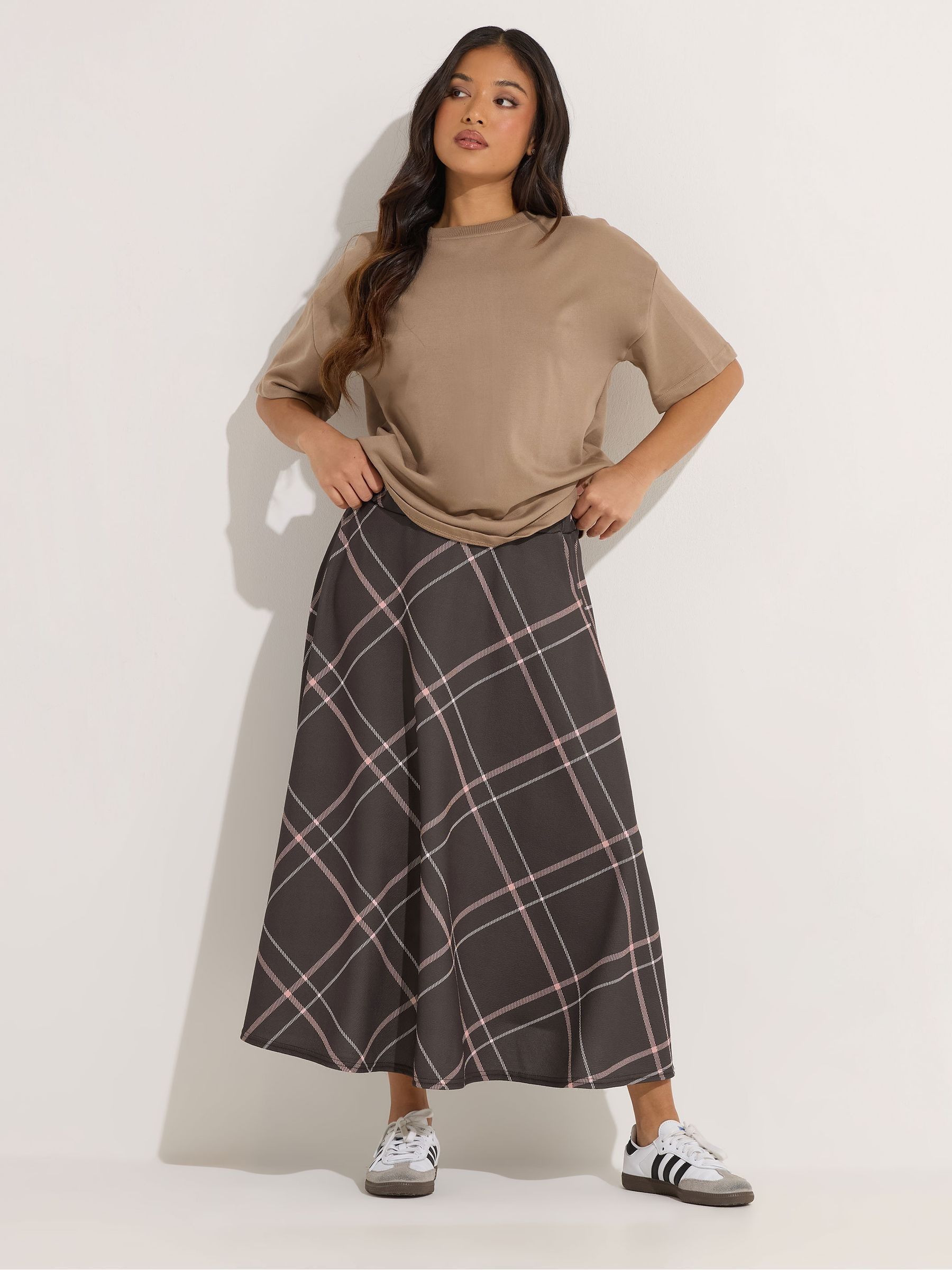 Buy PixieGirl Petite Pink Check Midaxi Skirt from Next Mexico