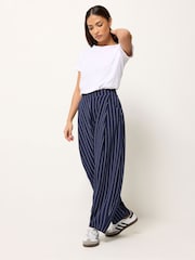 PixieGirl Petite Blue Pinstripe Barrel Trousers - Image 1 of 4