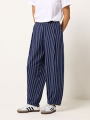 PixieGirl Petite Blue Pinstripe Barrel Trousers - Image 2 of 4