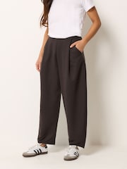 PixieGirl Petite Brown Textured Jersey Barrel Trousers - Image 2 of 5