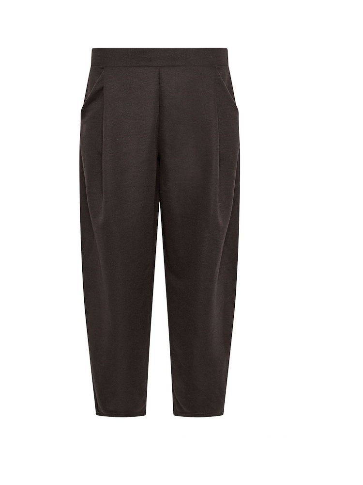 PixieGirl Petite Brown Textured Jersey Barrel Trousers - Image 5 of 5