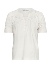 M&Co Cream Petite Embroidered Panel T-Shirt - Image 5 of 5