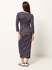 PixieGirl Petite Black Spot Print Twist Waist Maxi Dress - Image 3 of 5