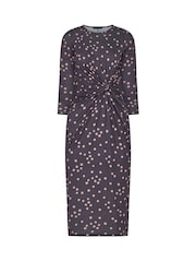 PixieGirl Petite Black Spot Print Twist Waist Maxi Dress - Image 5 of 5