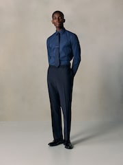 Navy Blue N. Premium Cotton Stretch Shirt Tonal and Tie Clip Set - Image 1 of 4