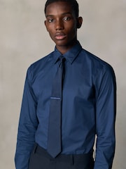 Navy Blue N. Premium Cotton Stretch Shirt Tonal and Tie Clip Set - Image 3 of 4