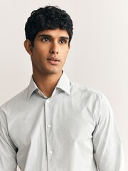 Green Stripe Slim Fit Cotton Stretch Long Sleeve Formal Shirt - Image 4 of 8