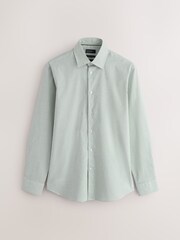 Green Stripe Slim Fit Cotton Stretch Long Sleeve Formal Shirt - Image 6 of 8