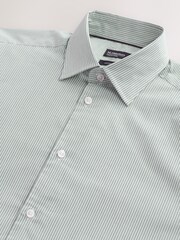Green Stripe Slim Fit Cotton Stretch Long Sleeve Formal Shirt - Image 7 of 8