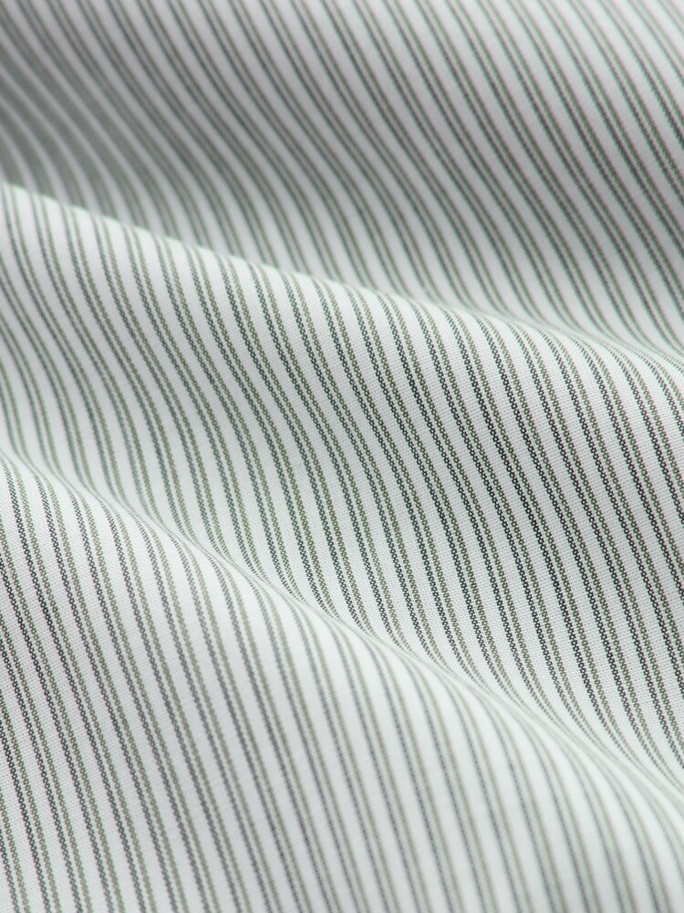Green Stripe Slim Fit Cotton Stretch Long Sleeve Formal Shirt - Image 8 of 8