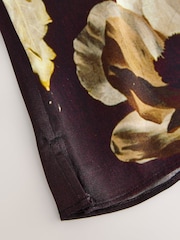Ashmolean Museum x Next Wine Floral Print Satin Short Sleeve T-Shirt - Image 6 of 7