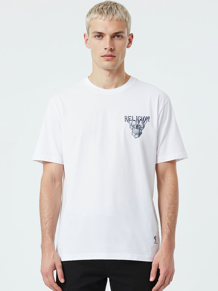 Religion White Dripping Skull T-Shirt - Image 1 of 4