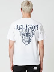 Religion White Dripping Skull T-Shirt - Image 2 of 4