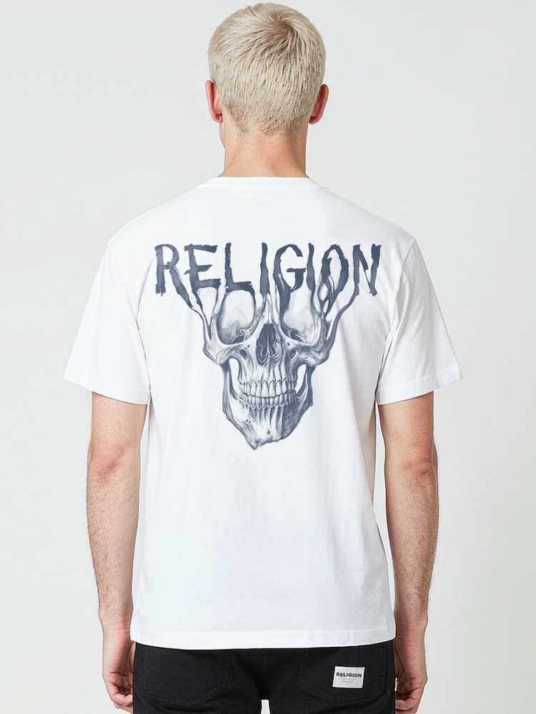 Religion White Dripping Skull T-Shirt - Image 2 of 4