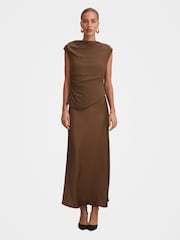 Forever New Brown Aurora 2 In 1 Slip Midi Dress - Image 1 of 4