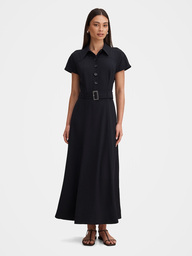 Forever New Blue Elora Crepe Shirt Dress - Image 1 of 4 Forever New Blue Elora Crepe Shirt Dress - Image 1 of 4