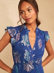 Azul cobalto - Love & Roses Metallic Dropped Waist Midi Dress - Imagen 2 de 5
