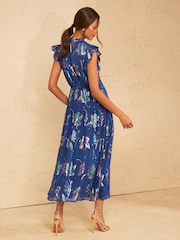 Azul cobalto - Love & Roses Metallic Dropped Waist Midi Dress - Imagen 4 de 5