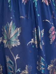 Azul cobalto - Love & Roses Metallic Dropped Waist Midi Dress - Imagen 5 de 5