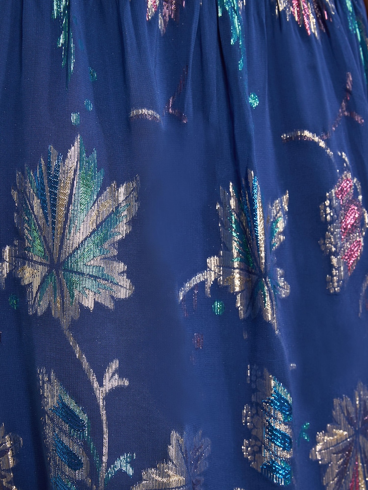 Azul cobalto - Love & Roses Metallic Dropped Waist Midi Dress - Imagen 5 de 5