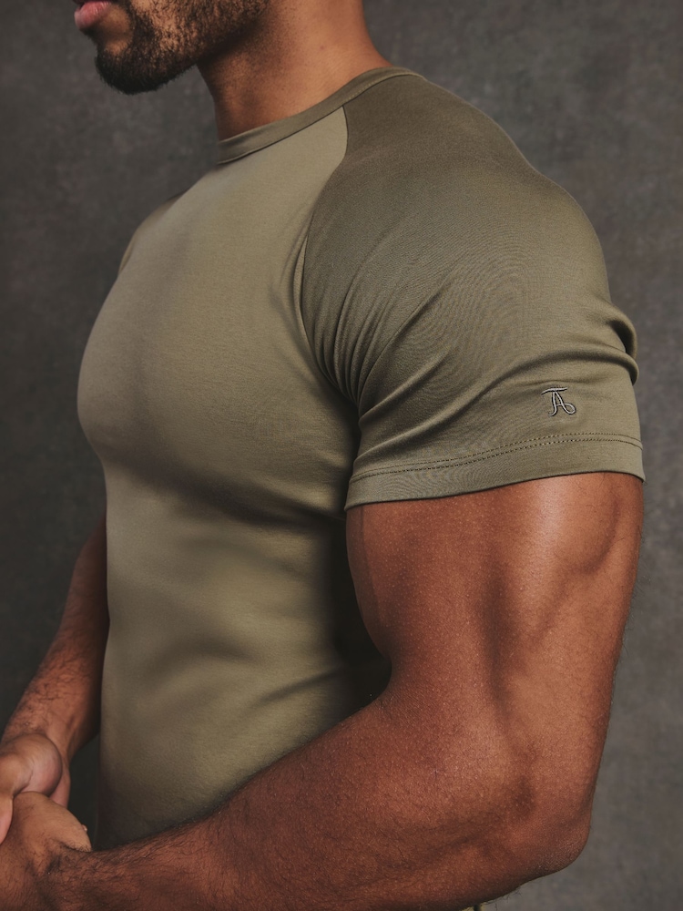 Tailored Athlete Green Muscle Fit Mercerised Cotton T-Shirt - Image 2 of 7 Tailored Athlete Green Muscle Fit Mercerised Cotton T-Shirt - Image 2 of 7